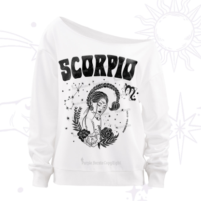 Purplehecate scorpio Zodiac Glyphs Off The Shoulder Sweatshirt
