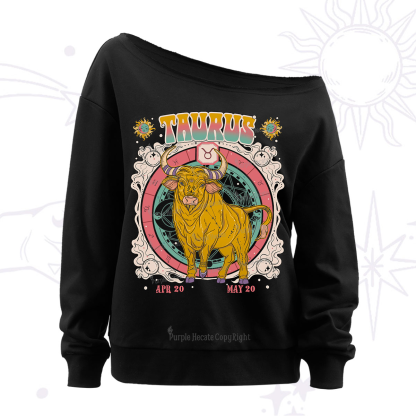 Purplehecate taurus Cosmic Zodiac Off The Shoulder Sweatshirt