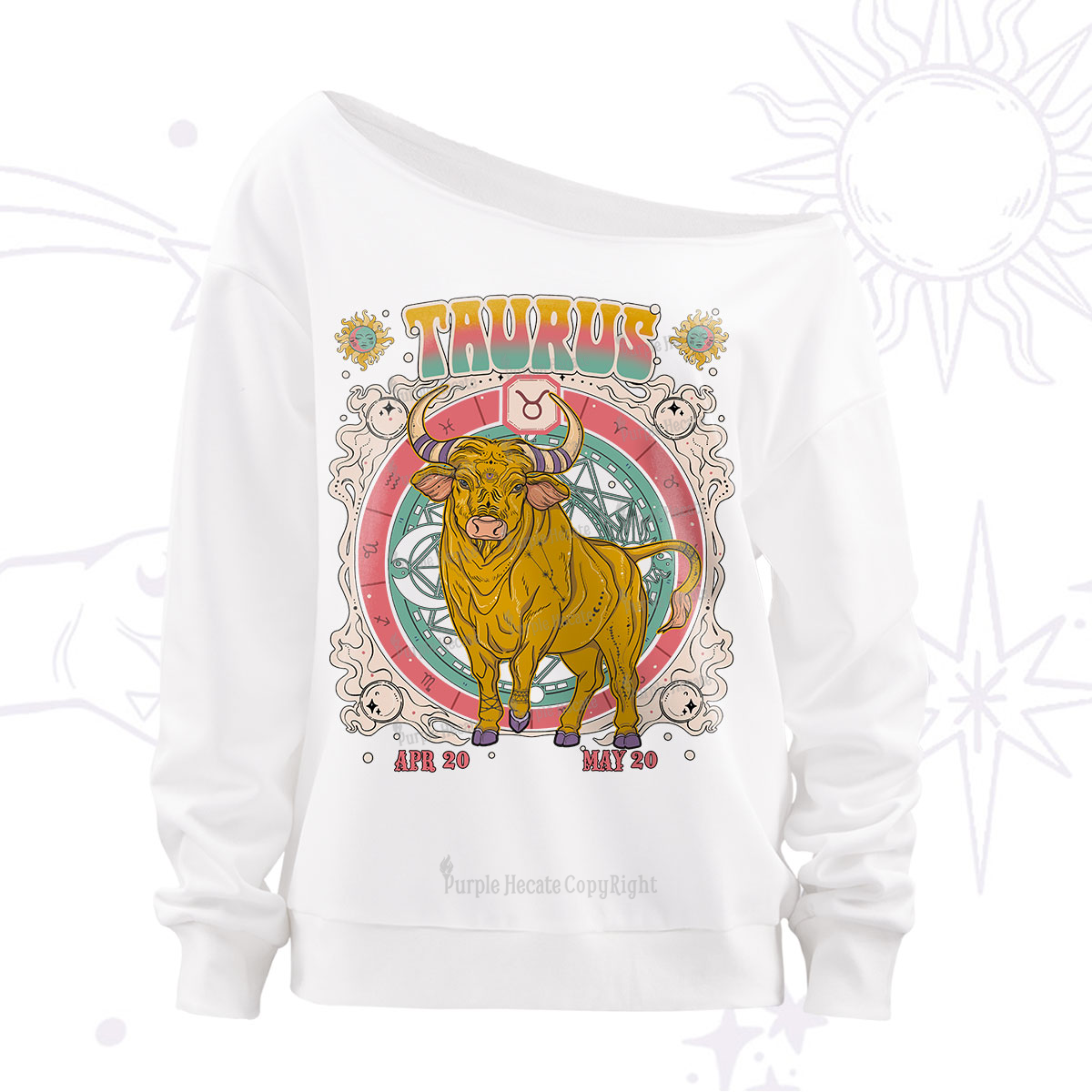 Purplehecate taurus Cosmic Zodiac Off The Shoulder Sweatshirt
