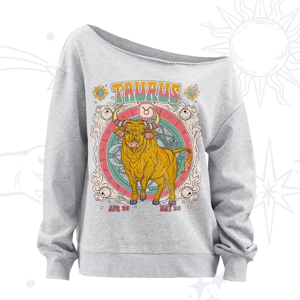 Purplehecate taurus Cosmic Zodiac Off The Shoulder Sweatshirt