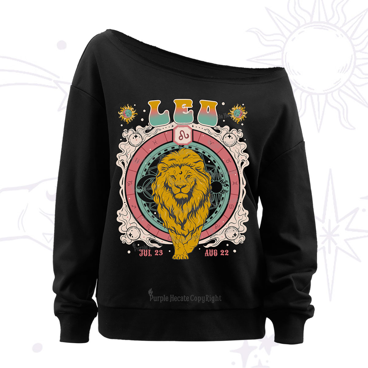 Purplehecate leo Cosmic Zodiac Off The Shoulder Sweatshirt