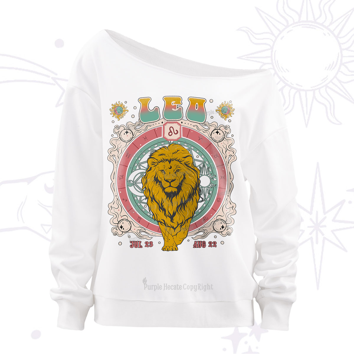 Purplehecate leo Cosmic Zodiac Off The Shoulder Sweatshirt