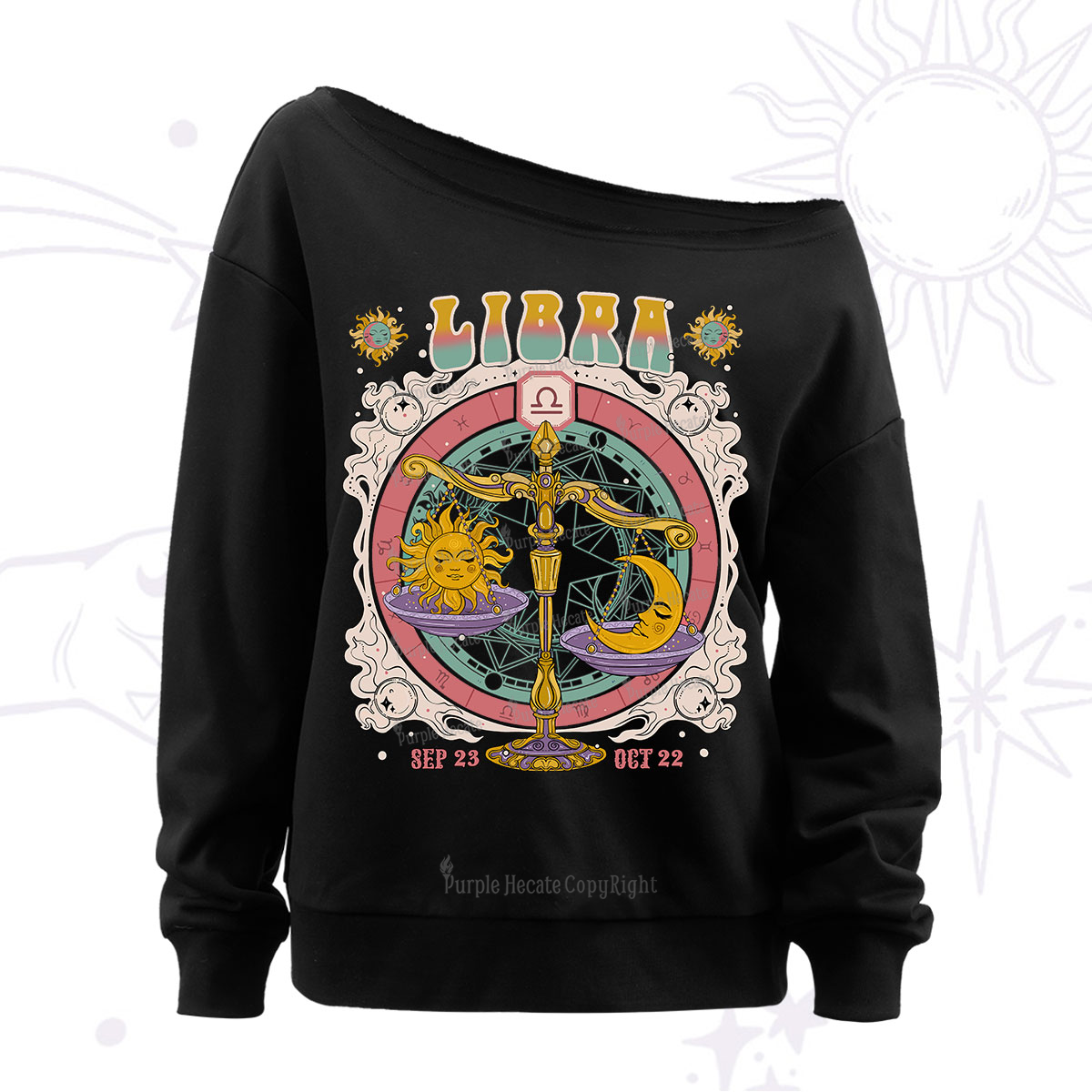 Purplehecate Capricorn Cosmic Zodiac Off The Shoulder Sweatshirt