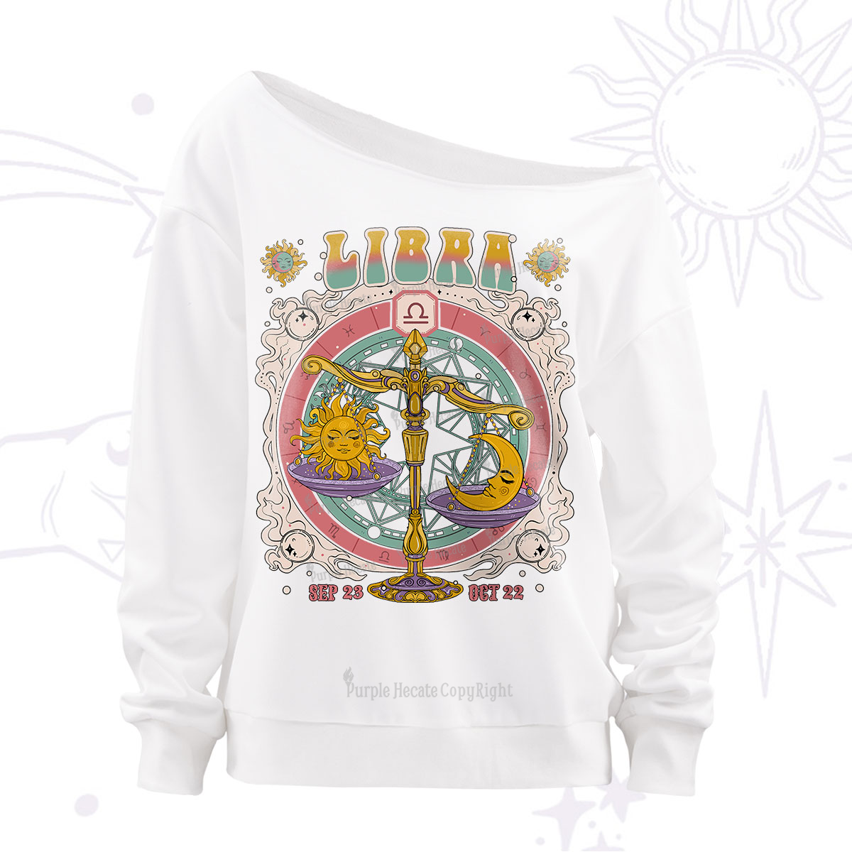 Purplehecate Capricorn Cosmic Zodiac Off The Shoulder Sweatshirt
