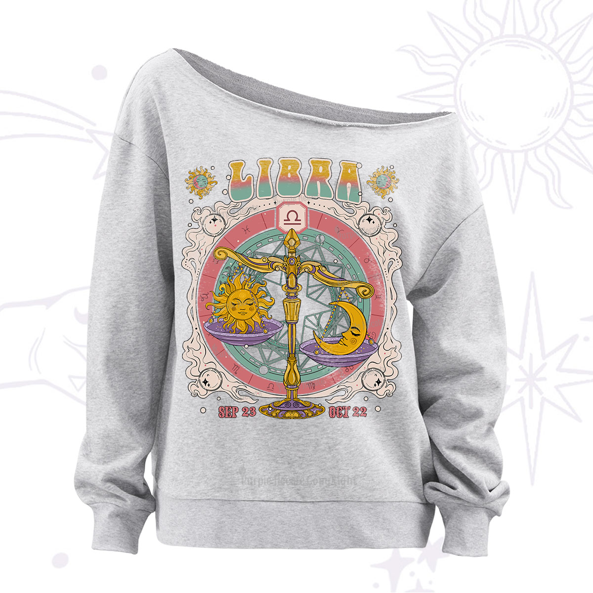 Purplehecate Capricorn Cosmic Zodiac Off The Shoulder Sweatshirt