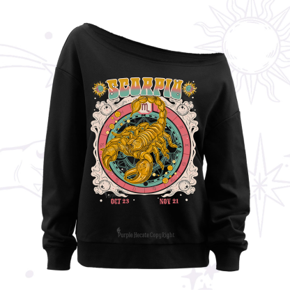 Purplehecate Scorpio Cosmic Zodia Off The Shoulder Sweatshirt