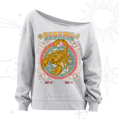 Purplehecate Scorpio Cosmic Zodia Off The Shoulder Sweatshirt