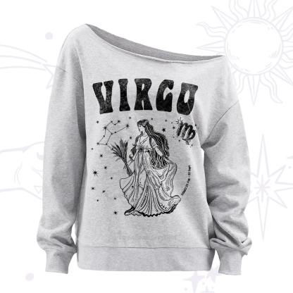 Purplehecate Virgo Zodiac Glyphs Off The Shoulder Sweatshirt