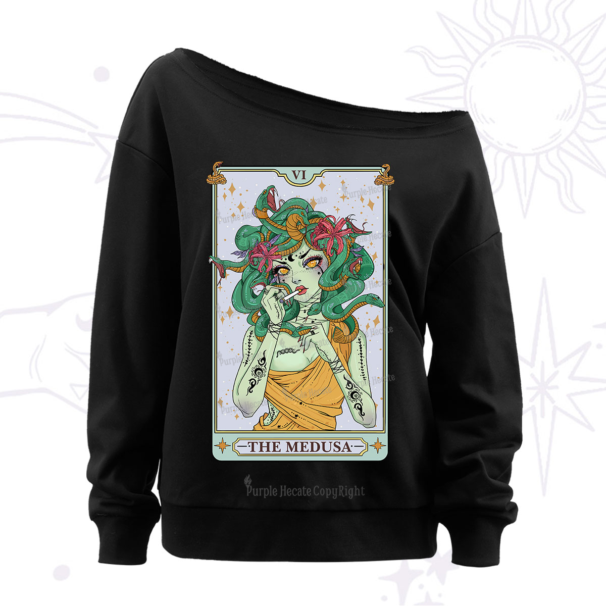 Purplehecate The Medusa Tarot Off The Shoulder Sweatshirt