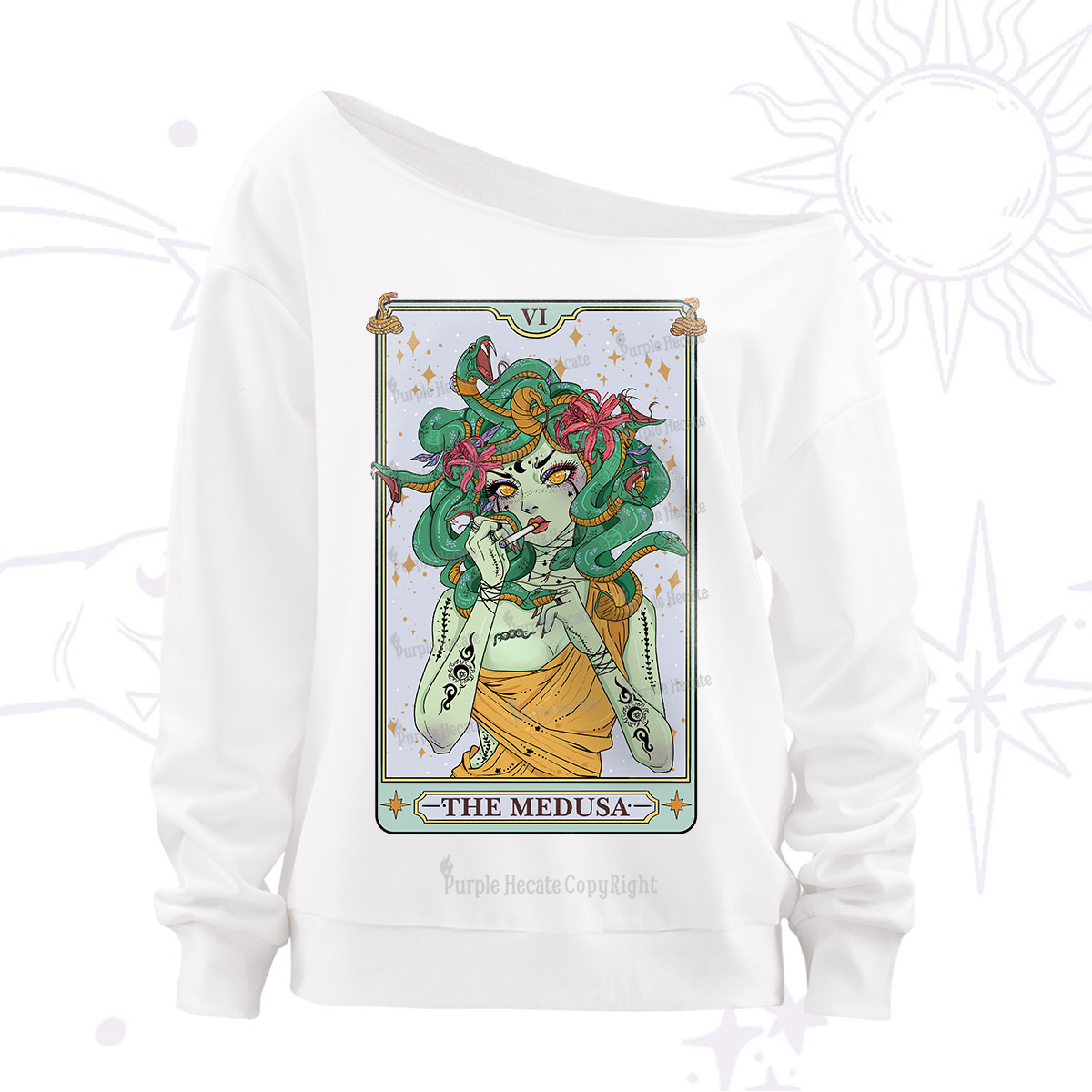 Purplehecate The Medusa Tarot Off The Shoulder Sweatshirt