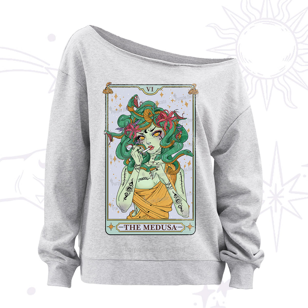 Purplehecate The Medusa Tarot Off The Shoulder Sweatshirt