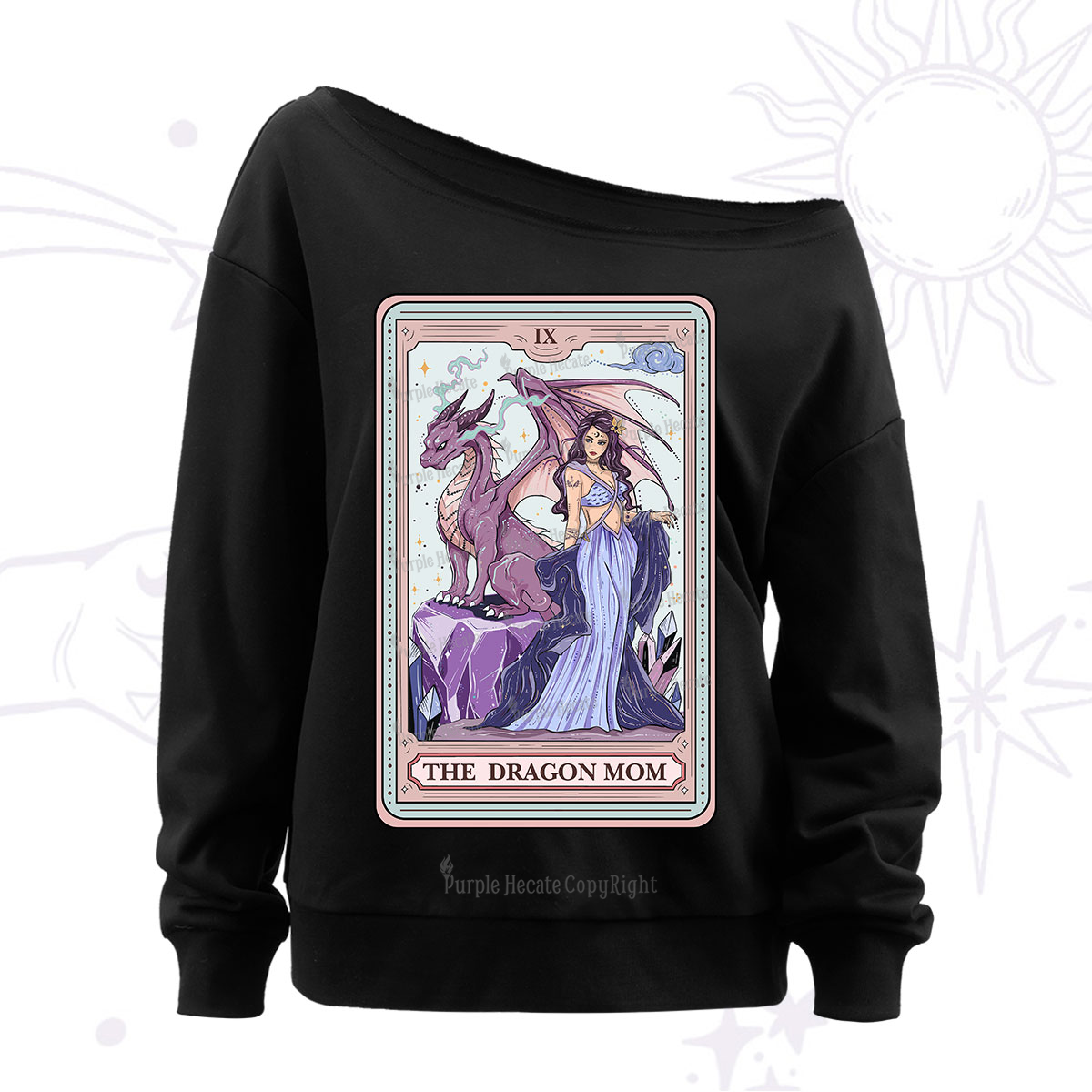 Purplehecate The Dragon Mom Tarot Off The Shoulder Sweatshirt
