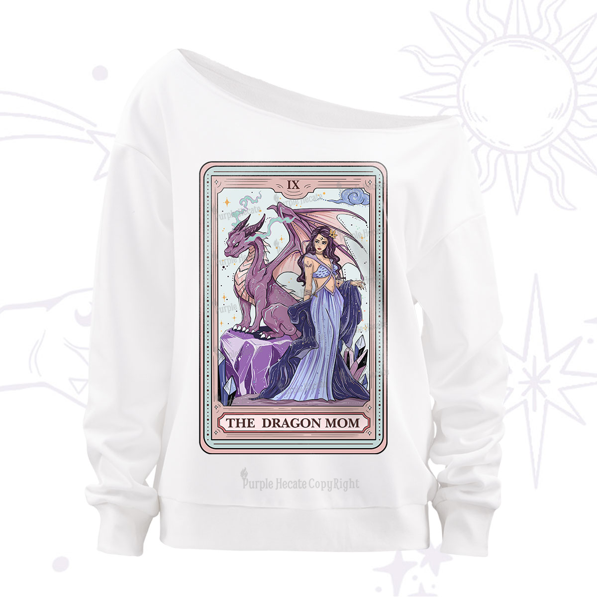 Purplehecate The Dragon Mom Tarot Off The Shoulder Sweatshirt