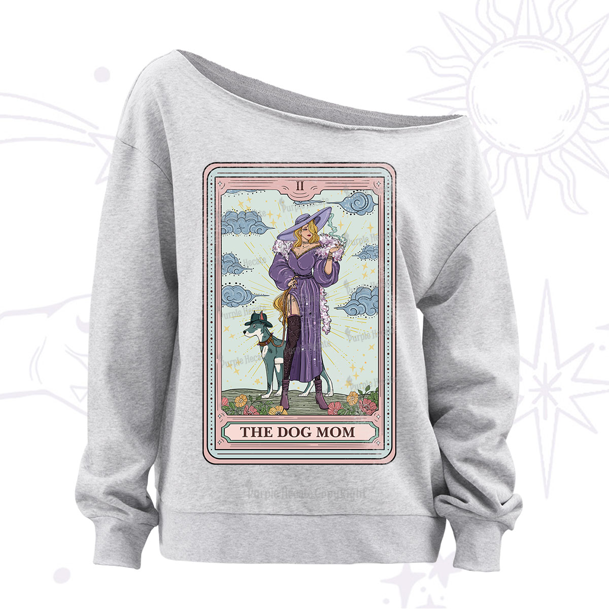 Purplehecate The Dog Mom Tarot Off The Shoulder Sweatshirt