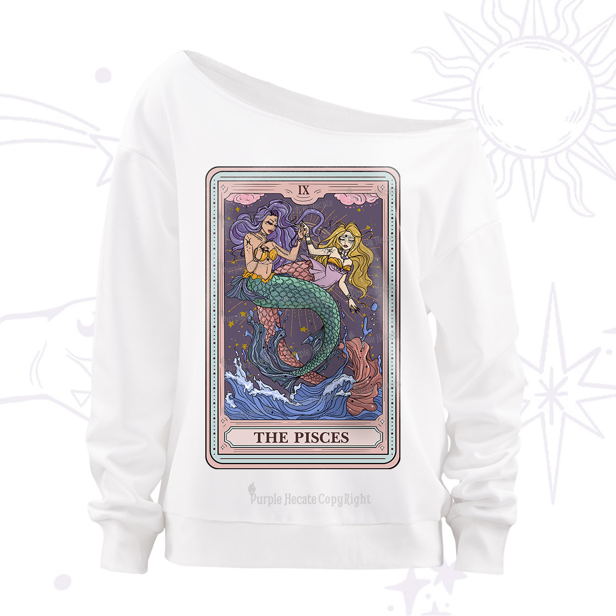 Purplehecate The Pisces Tarot Off The Shoulder Sweatshirt