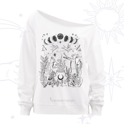 Purplehecate Celestial Cat Off The Shoulder Sweatshirt
