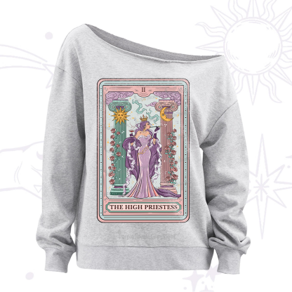 Purplehecate The High Priestess Tarot Card Off The Shoulder Sweatshirt