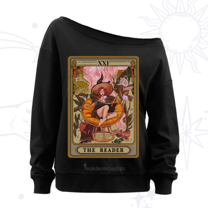 Purplehecate The Reader Tarot Card Off The Shoulder Sweatshirt