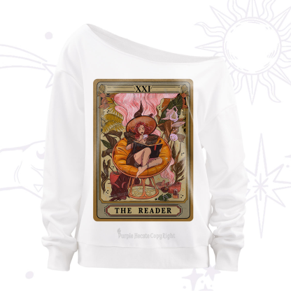 Purplehecate The Reader Tarot Card Off The Shoulder Sweatshirt
