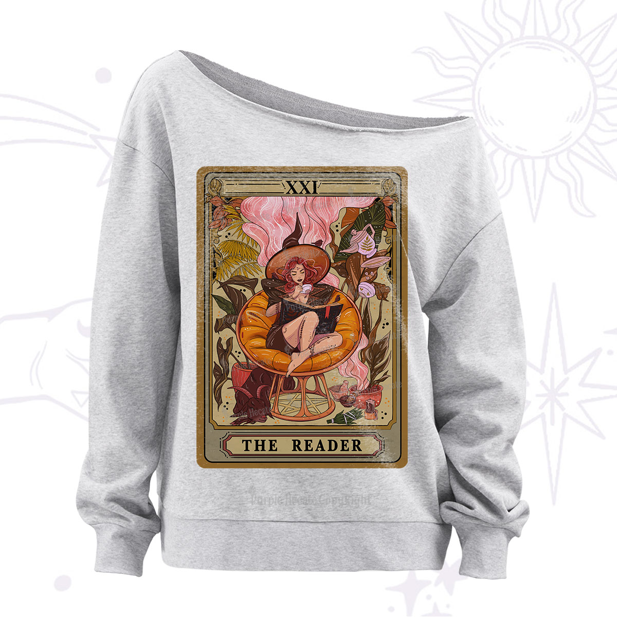 Purplehecate The Reader Tarot Card Off The Shoulder Sweatshirt