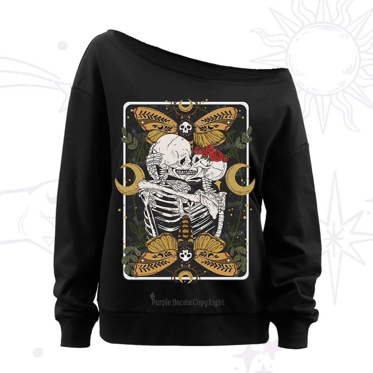 Purplehecate Deathless Moonlit Love Off The Shoulder Sweatshirt