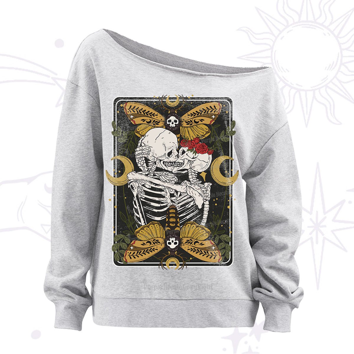 Purplehecate Deathless Moonlit Love Off The Shoulder Sweatshirt