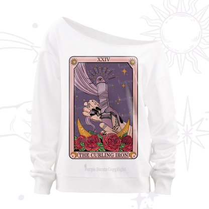 Purplehecate The Curling Iron Tarot Off The Shoulder Sweatshirt
