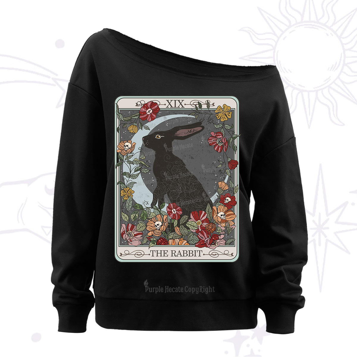 Purplehecate The Rabbit Tarot Off The Shoulder Sweatshirt