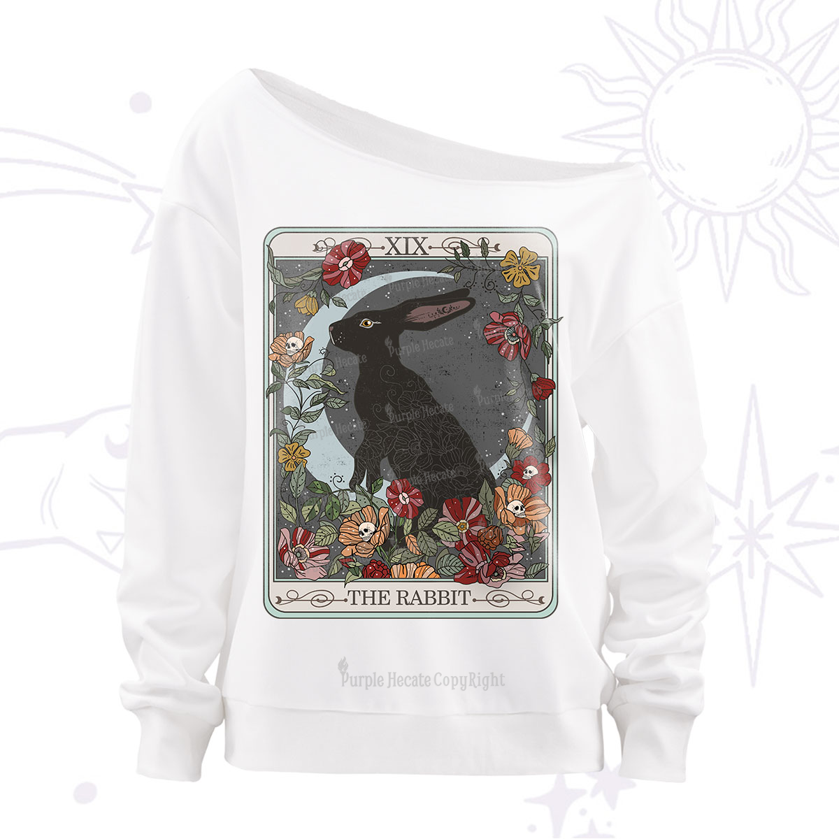 Purplehecate The Rabbit Tarot Off The Shoulder Sweatshirt
