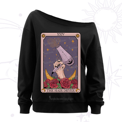Purplehecate The Hair Dryer Tarot Off The Shoulder Sweatshirt