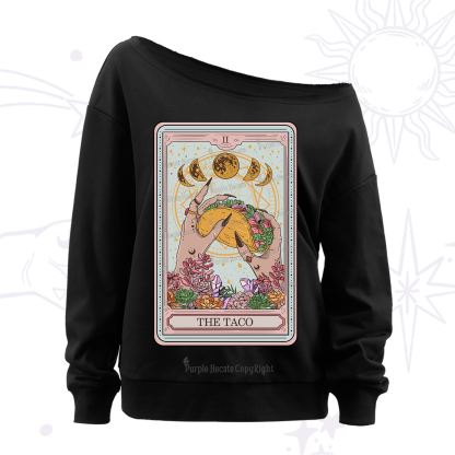 Purplehecate The Taco Tarot Off The Shoulder Sweatshirt