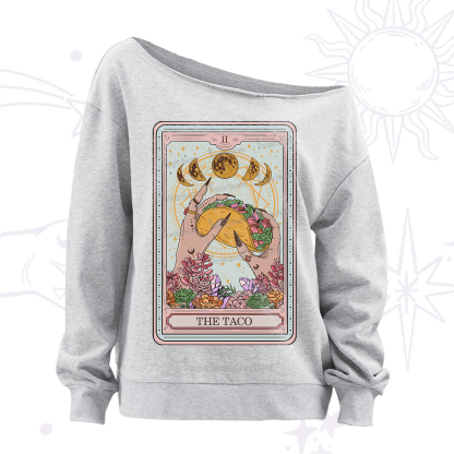 Purplehecate The Taco Tarot Off The Shoulder Sweatshirt