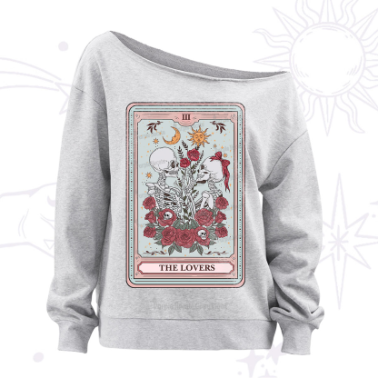 Purplehecate The Lovers Skeleton Tarot Off The Shoulder Sweatshirt