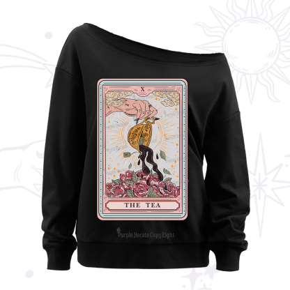 [Copy]Purplehecate The Lovers Tarot Card Off The Shoulder Sweatshirt
