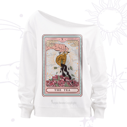 [Copy]Purplehecate The Lovers Tarot Card Off The Shoulder Sweatshirt