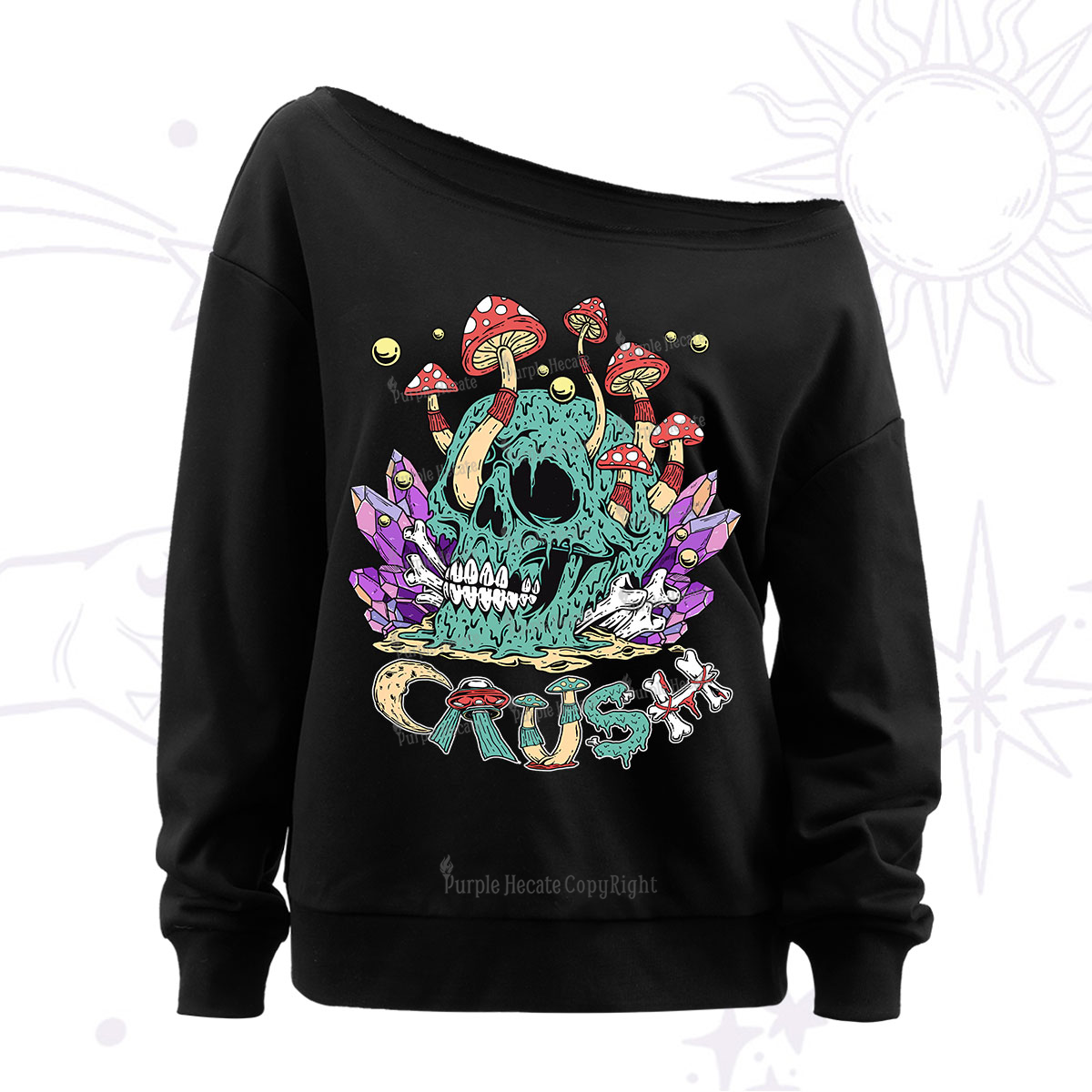 Purplehecate Magic Skeleton Off The Shoulder Sweatshirt