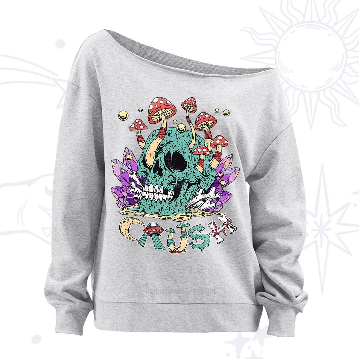 Purplehecate Magic Skeleton Off The Shoulder Sweatshirt