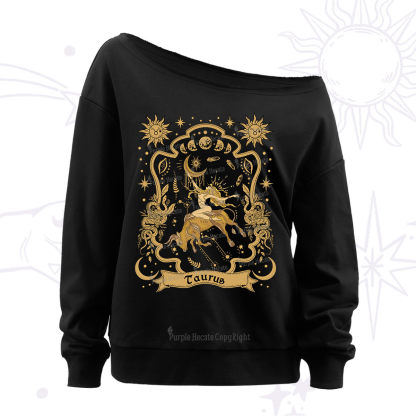 Purplehecate Taurus' Astral Mirage Zodiac Off The Shoulder Sweatshirt