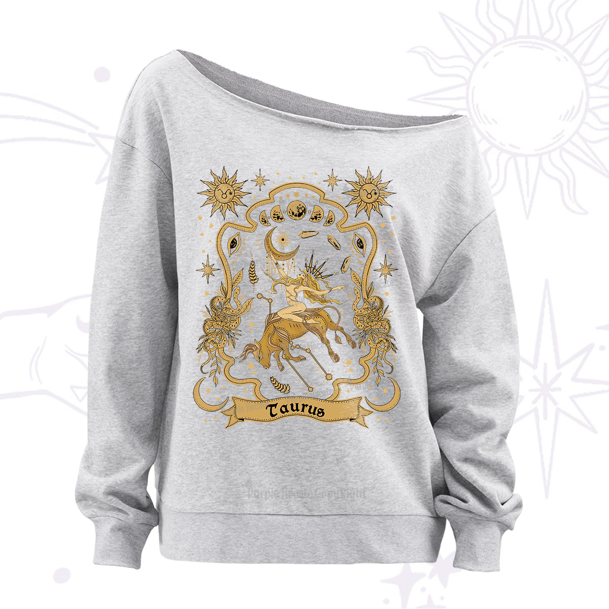 Purplehecate Taurus' Astral Mirage Zodiac Off The Shoulder Sweatshirt