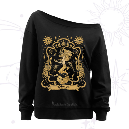 Purplehecate Pisces' Astral Mirage Zodiac Off The Shoulder Sweatshirt