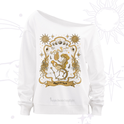 Purplehecate Aquarius' Astral Mirage Zodiac Off The Shoulder Sweatshirt