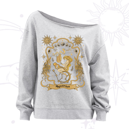 Purplehecate Aquarius' Astral Mirage Zodiac Off The Shoulder Sweatshirt