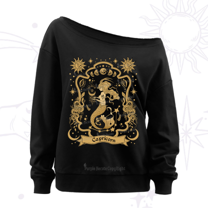 Purplehecate Capricorn' Astral Mirage Zodiac Off The Shoulder Sweatshirt