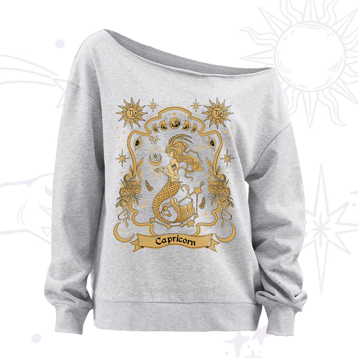 Purplehecate Capricorn' Astral Mirage Zodiac Off The Shoulder Sweatshirt