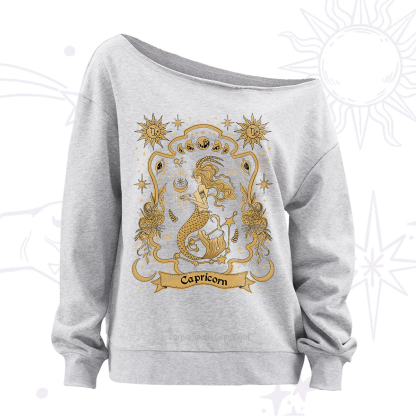 Purplehecate Capricorn' Astral Mirage Zodiac Off The Shoulder Sweatshirt