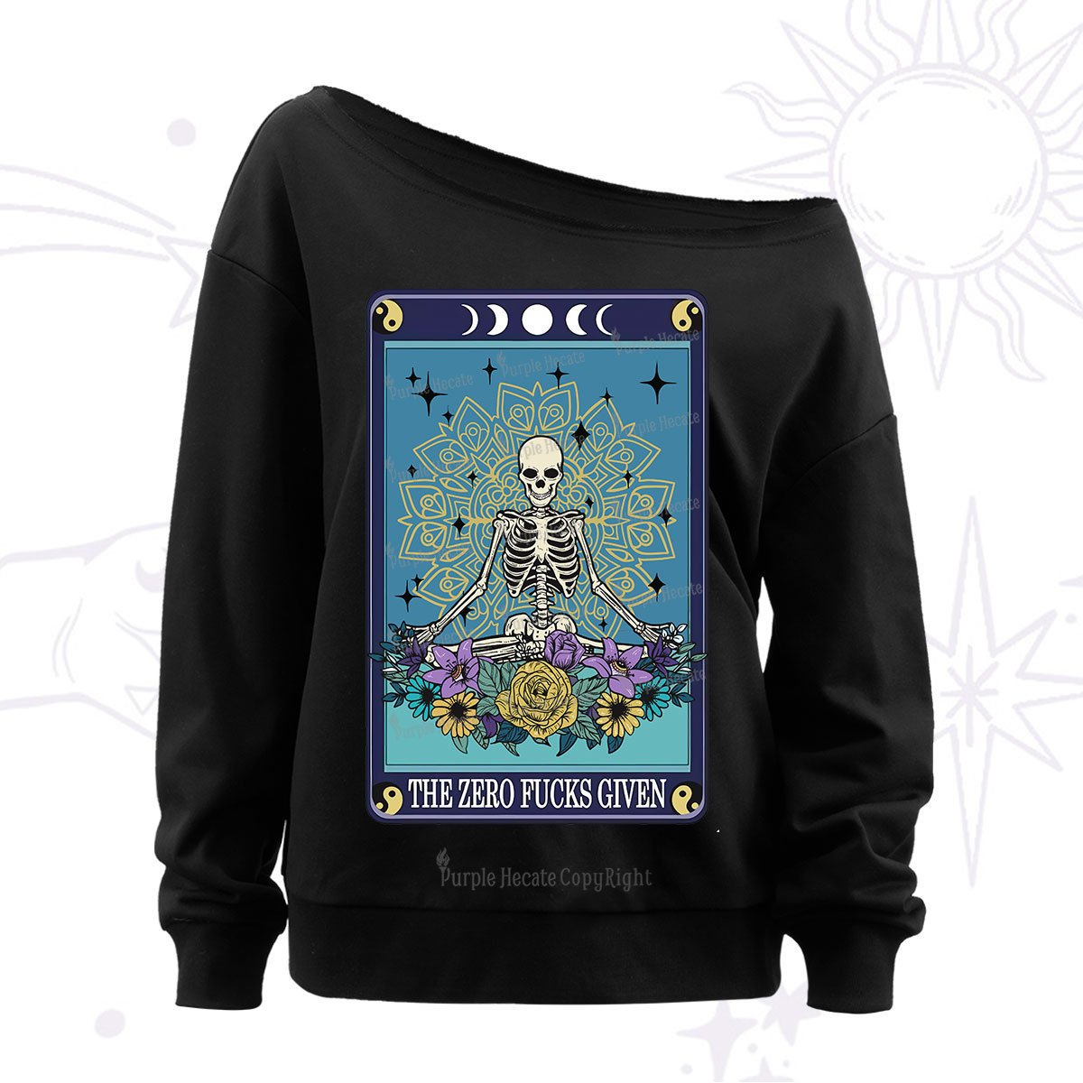 Purplehecate The Zero Fucks Given Off The Shoulder Sweatshirt