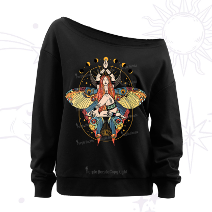 Purplehecate Luna Moth Off The Shoulder Sweatshirt