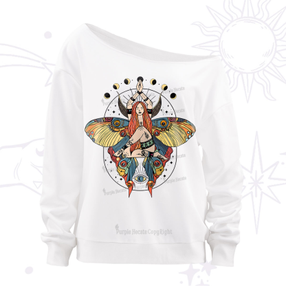 Purplehecate Luna Moth Off The Shoulder Sweatshirt
