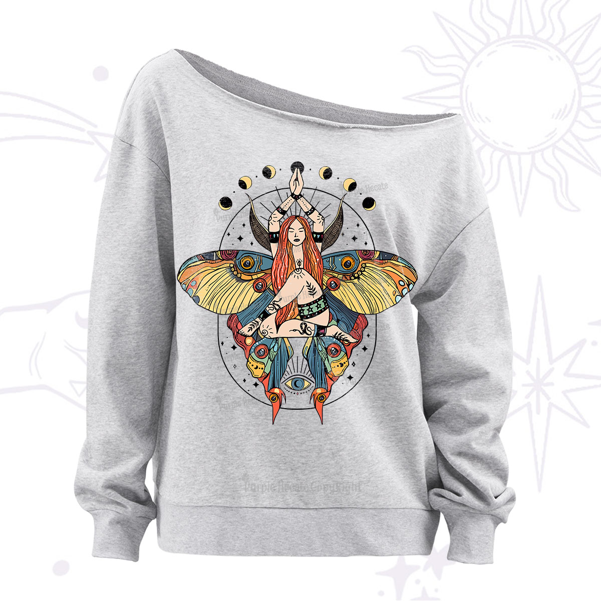 Purplehecate Luna Moth Off The Shoulder Sweatshirt