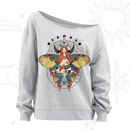 Purplehecate Luna Moth Off The Shoulder Sweatshirt